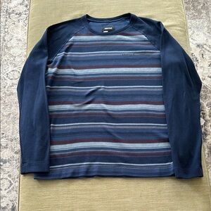 Navy and Gray Striped Long Sleeve Shirt